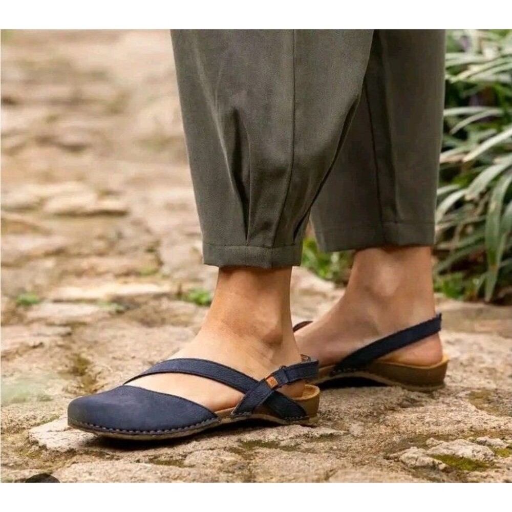 Women's Navy Slingback Flat Shoes